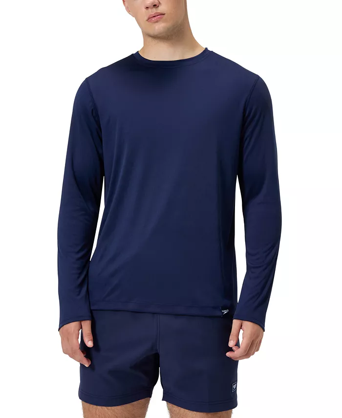 

Мужская футболка с длинным рукавом и принтом для плавания Speedo, синий