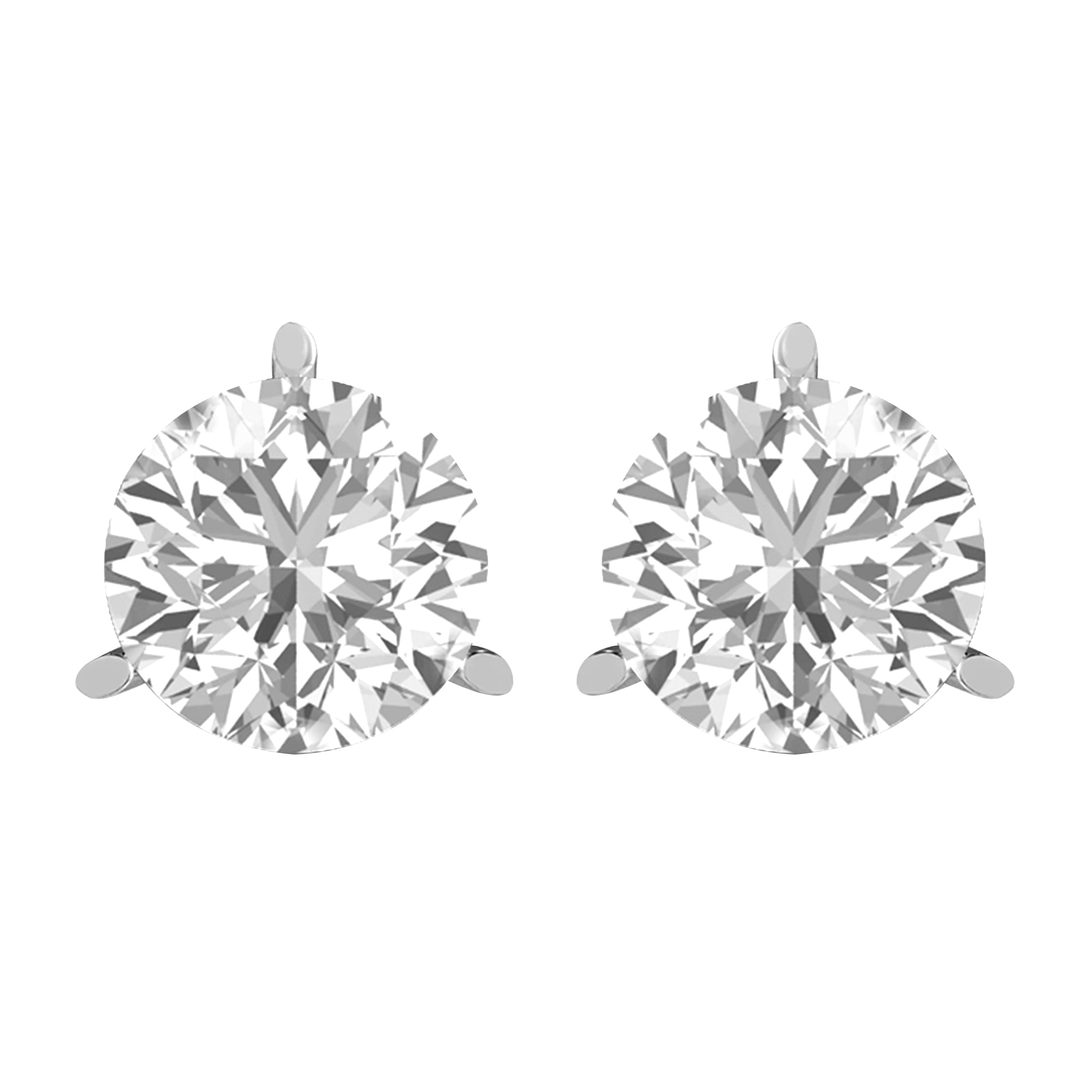 

Серьги-гвоздики с круглыми лабораторными бриллиантами 0,50 карата, 14-каратное золото, 3 зубца Diamond2Deal, белый