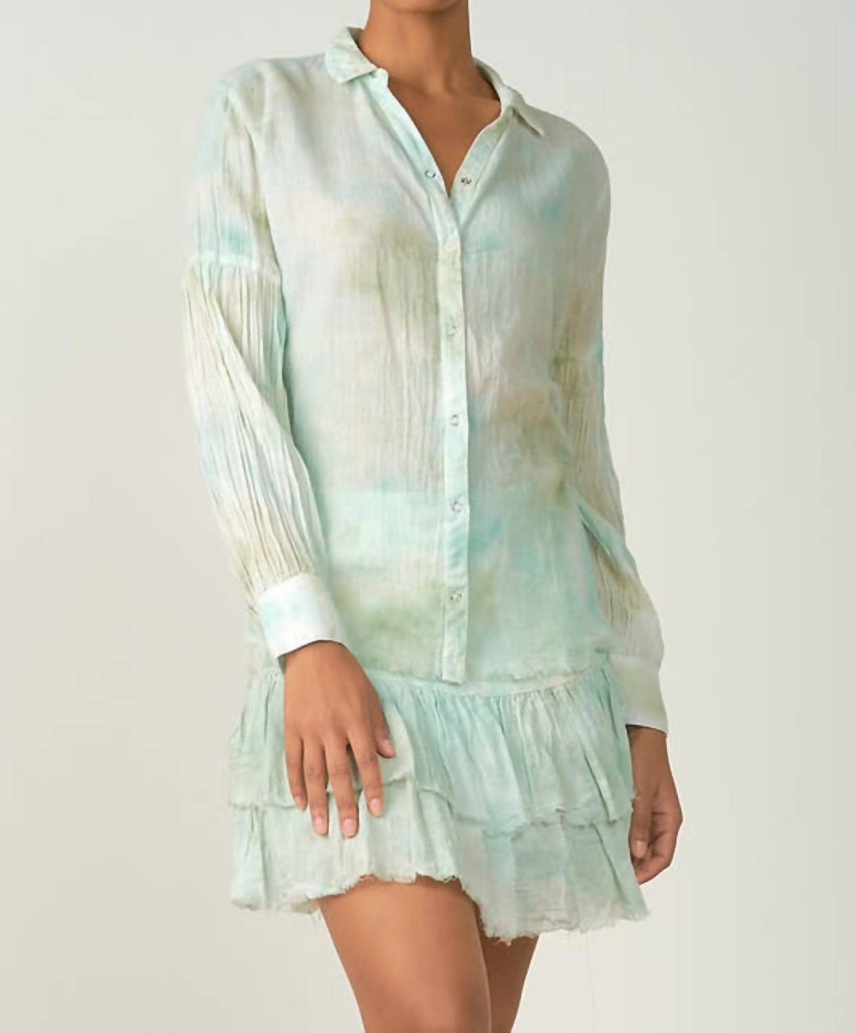 

Рубашка с принтом тай-дай в розовых тонах на пуговицах, модель Aloe Td ELAN