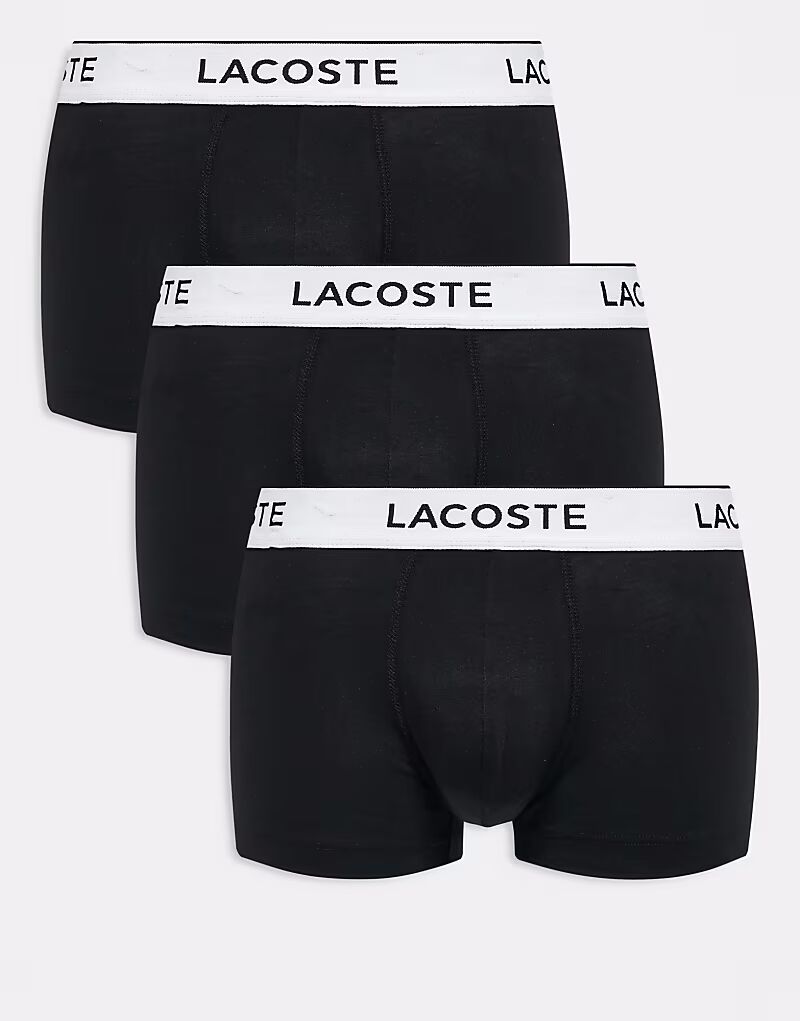 

Комплект из 3 трусов-боксеров Lacoste черного цвета с белыми поясами