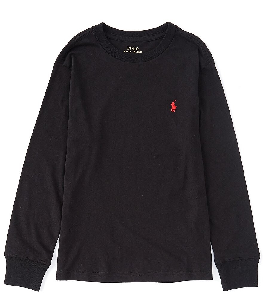 

Трикотажная футболка с длинными рукавами и круглым вырезом Polo Ralph Lauren Big Boys 8–20, черный