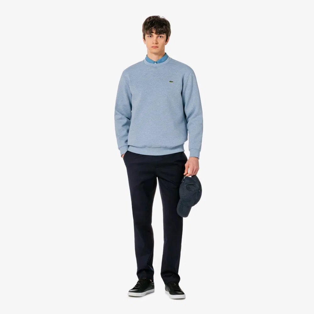 Мужской базовый свитшот Lacoste Double Face с круглым вырезом, серо-голубой — фото 4
