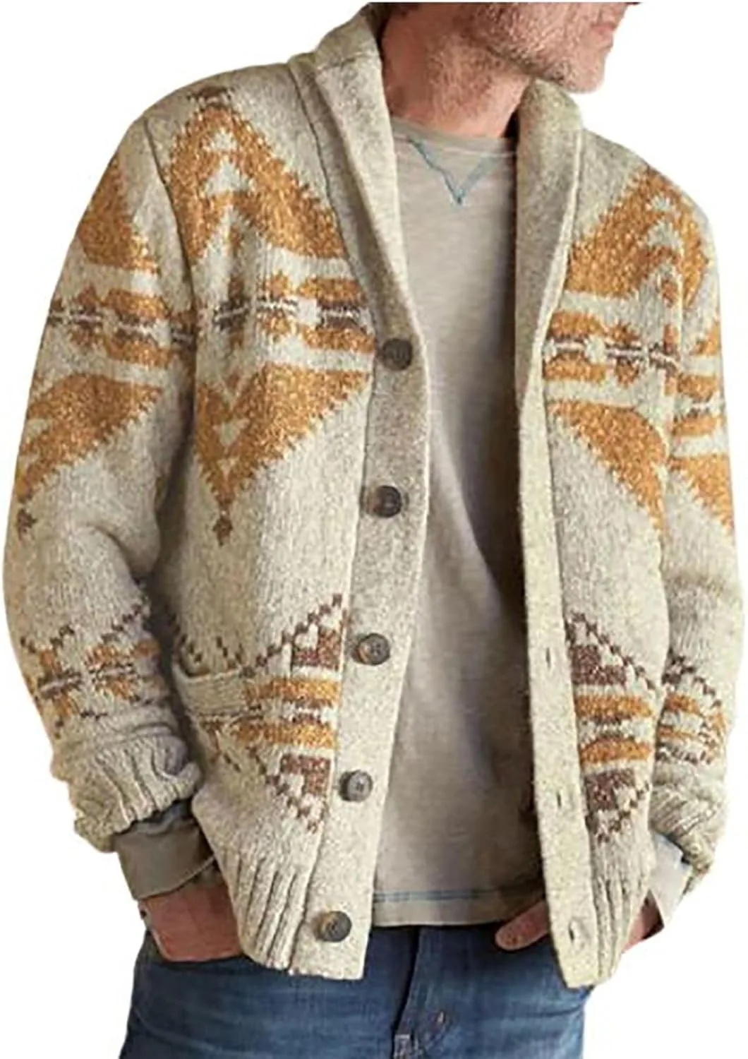 

Винтажный кардиган для мужчин Cable Knit с пуговицами Homisy