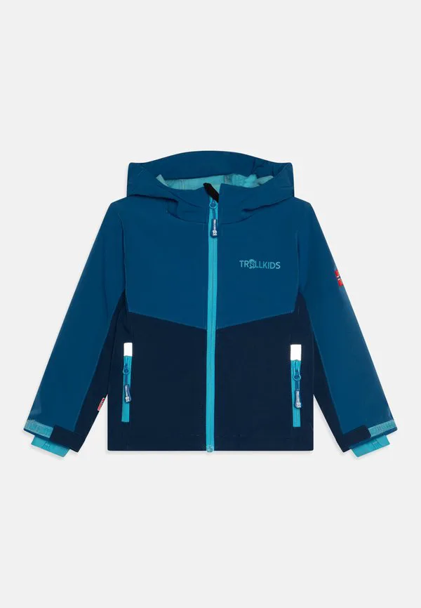 Куртка из мягкого материала кристиансанн Trollkids, Alpine Blue/Dark Indigo/Pool Blue