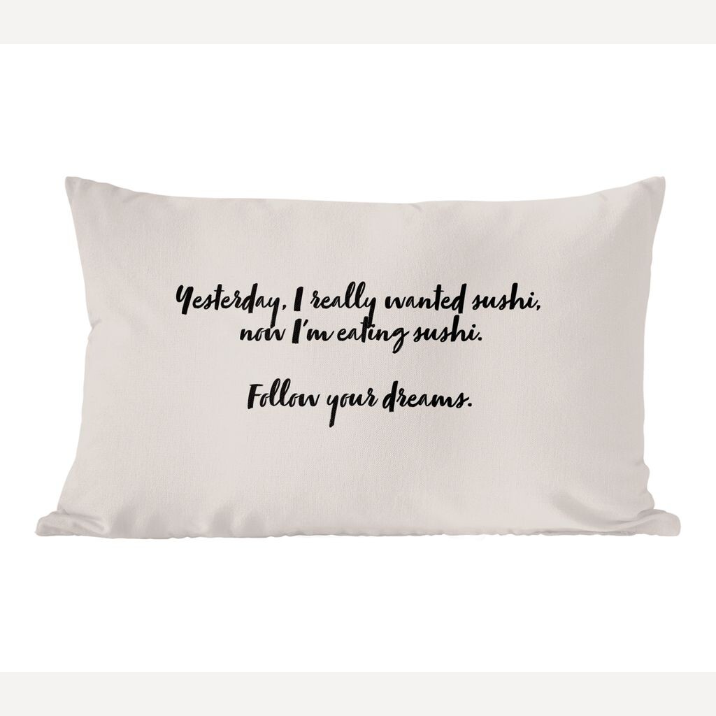 

MuchoWow Декоративная подушка Диванная подушка Декоративная подушка для гостиной 60 x 40 см Суши - Цитаты - Пословицы - Следуй за своей мечтой - Любитель суши - Чехлы на подушки - Декоративные чехлы на подушки - Декоративные чехлы на подушки