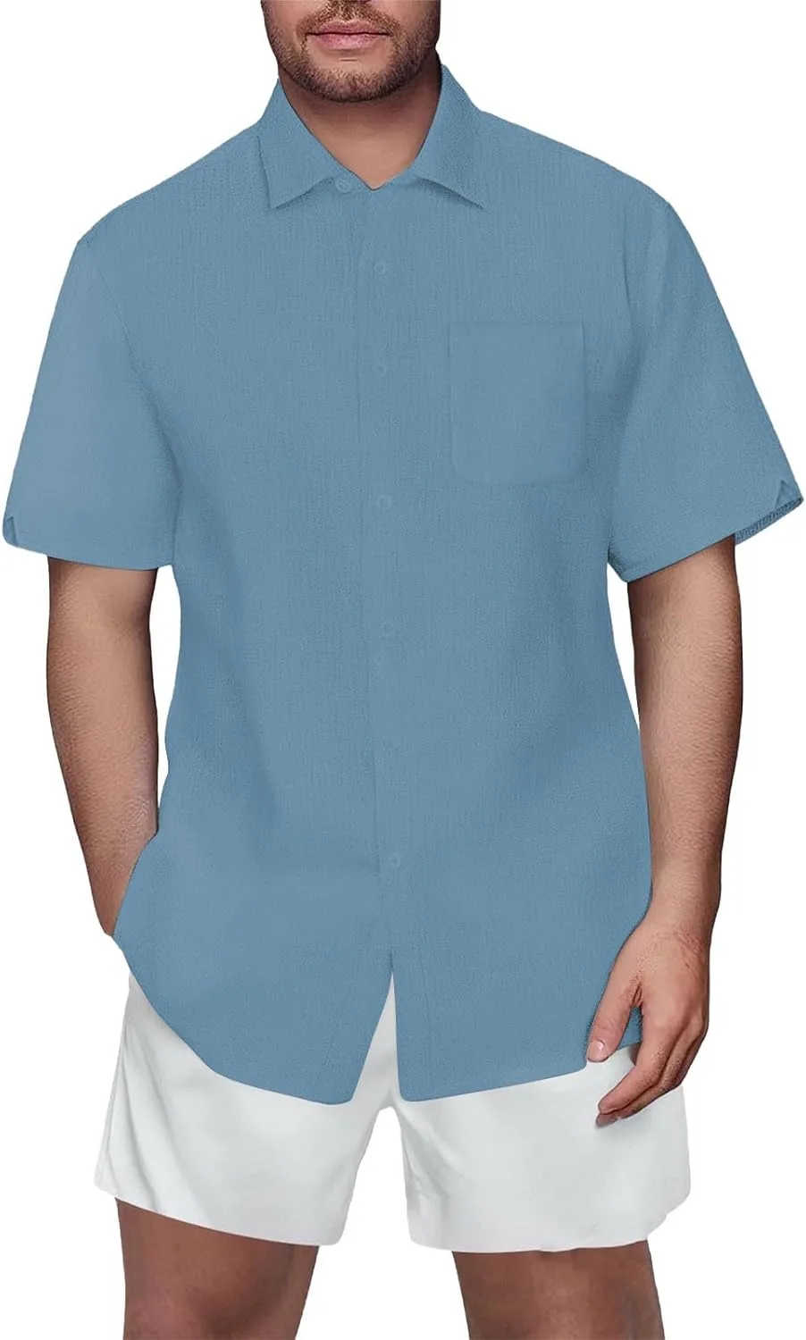 

Мужская гавайская рубашка с коротким рукавом и карманом HJINGSUN