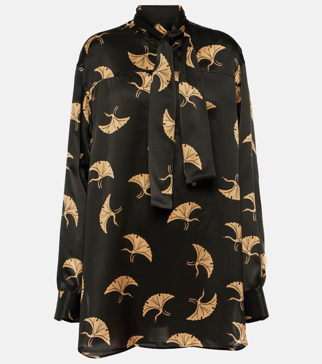 

Топ из шелкового атласа с принтом Dries Van Noten, черный