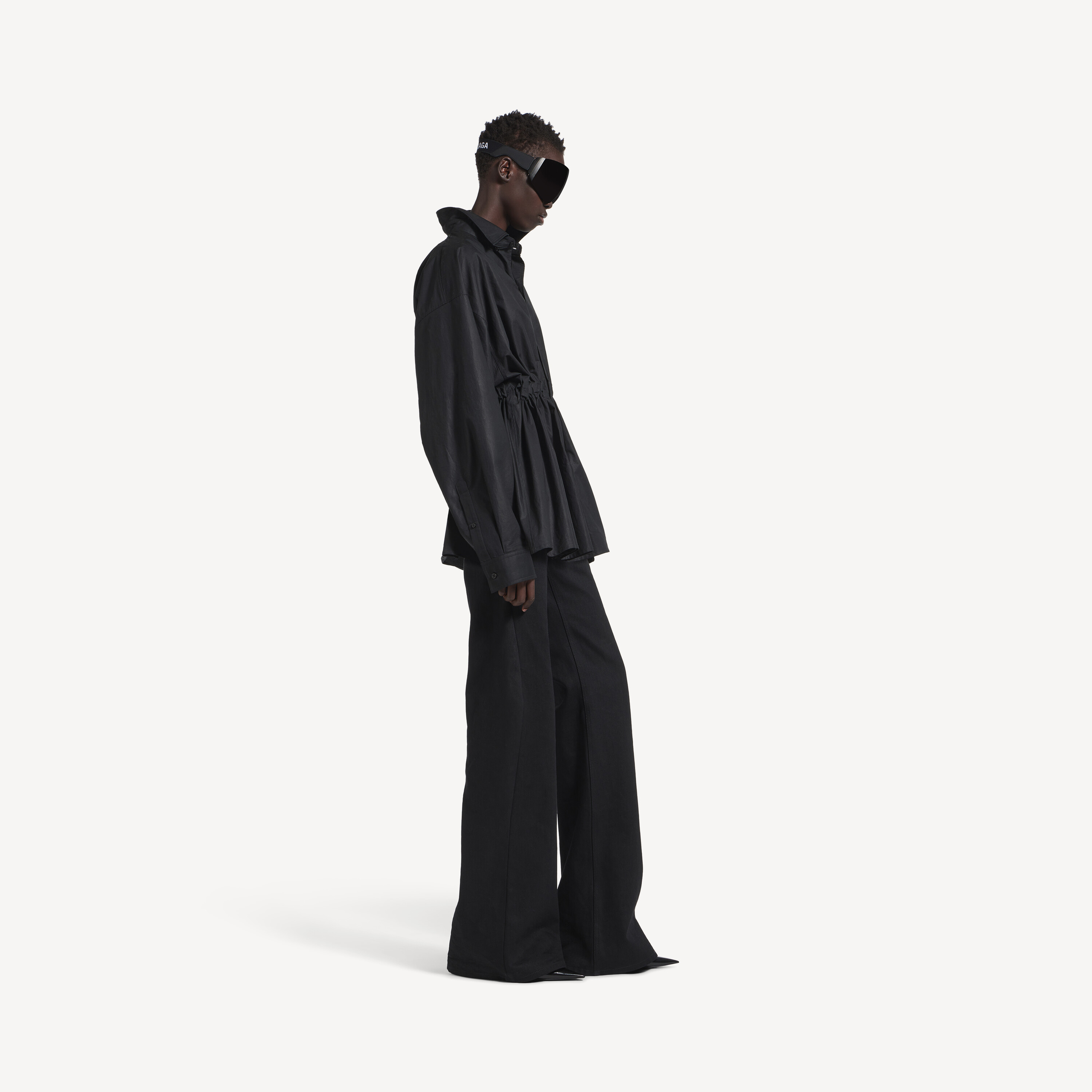 Женское платье-рубашка hourglass черного цвета BALENCIAGA, черный — фото 2