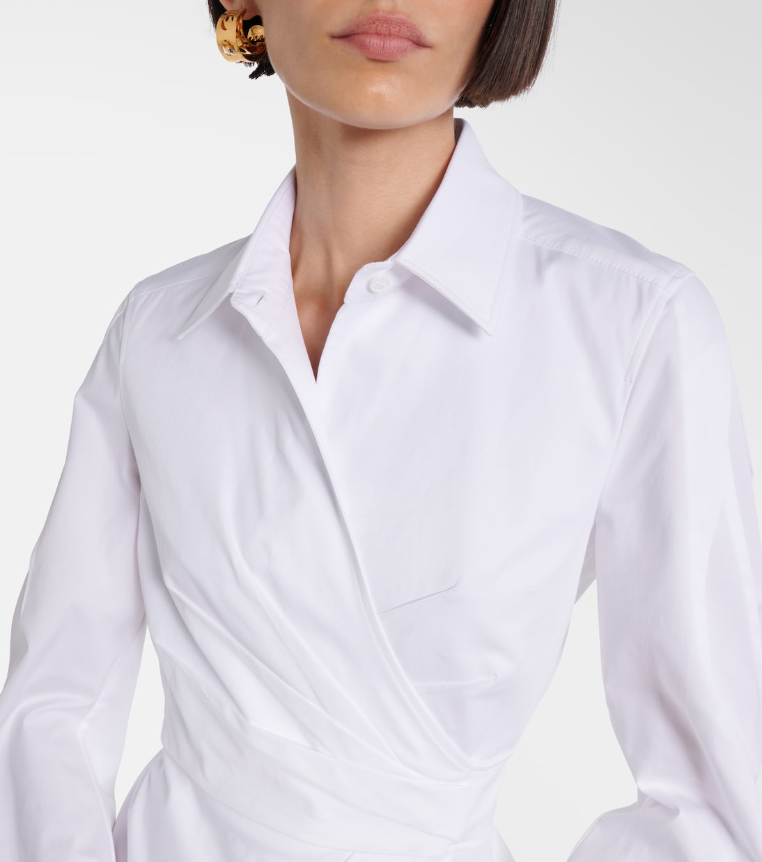Платье-халат из хлопчатобумажной саржи Max Mara, Bianco Ottico — фото 4