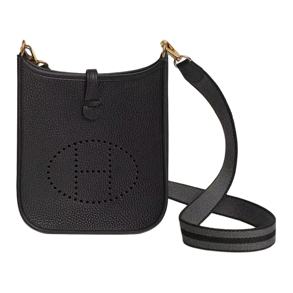 

Сумка через плечо Evelyne Clemence из кожи Bullock унисекс черный HERMES