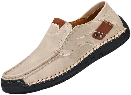 

Мужские кожаные лоферы Hhhchpm, повседневные туфли-слипоны, удобные легкие мокасины с отделкой строчкой для мужчин, Apricot