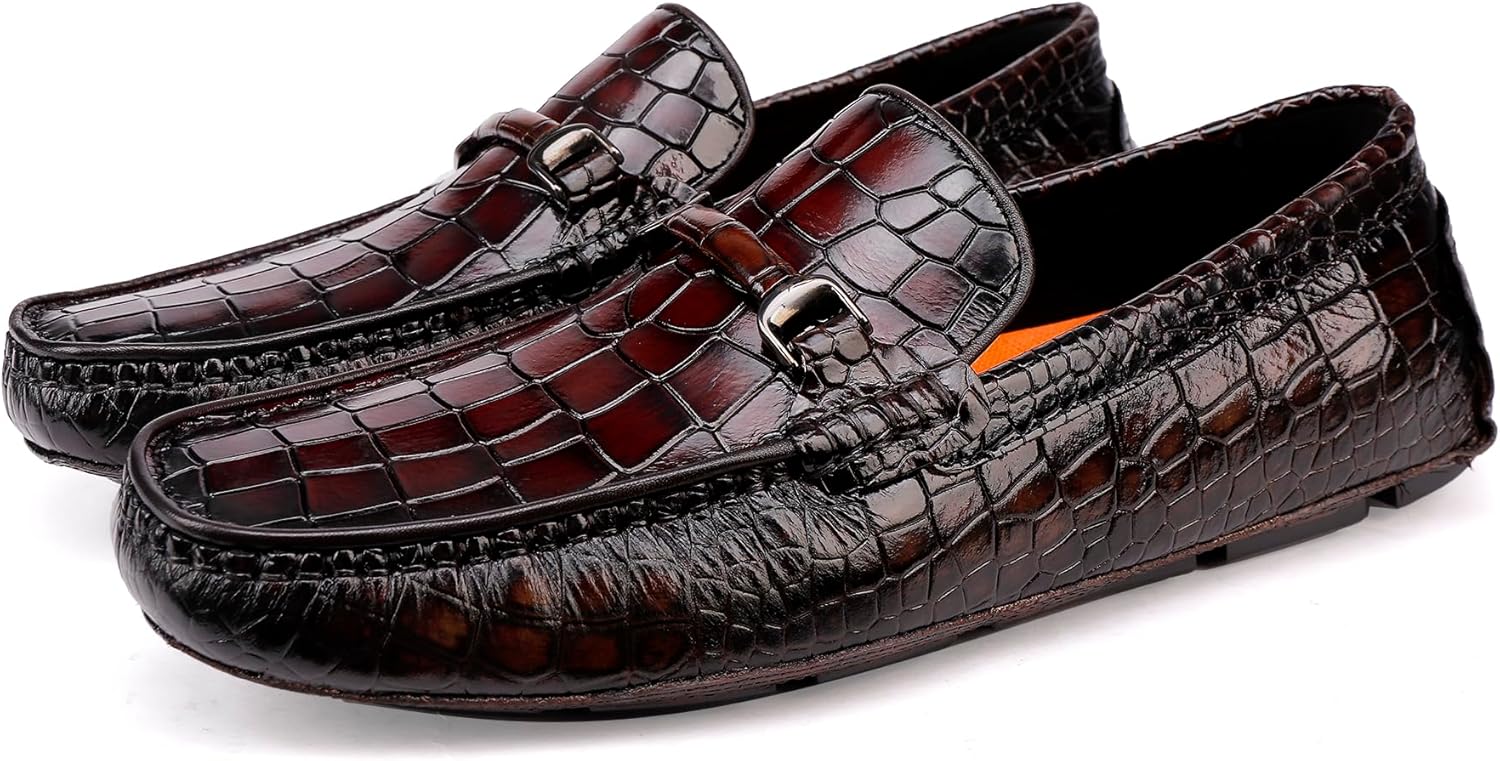 

Мужские легкие кожаные лоферы ChrisLOOK с узором под крокодила, повседневные слипоны, обувь, серый