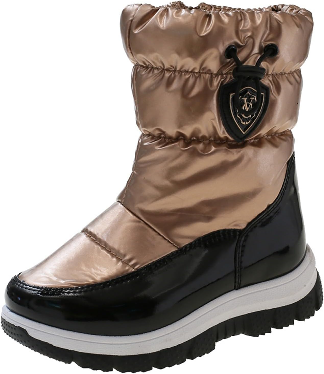 

Детские зимние сапоги для девочек и мальчиков, 2025 год, теплые, водонепроницаемые, с противоскользящей подкладкой из искусственного меха, для активного отдыха Generic, золотой