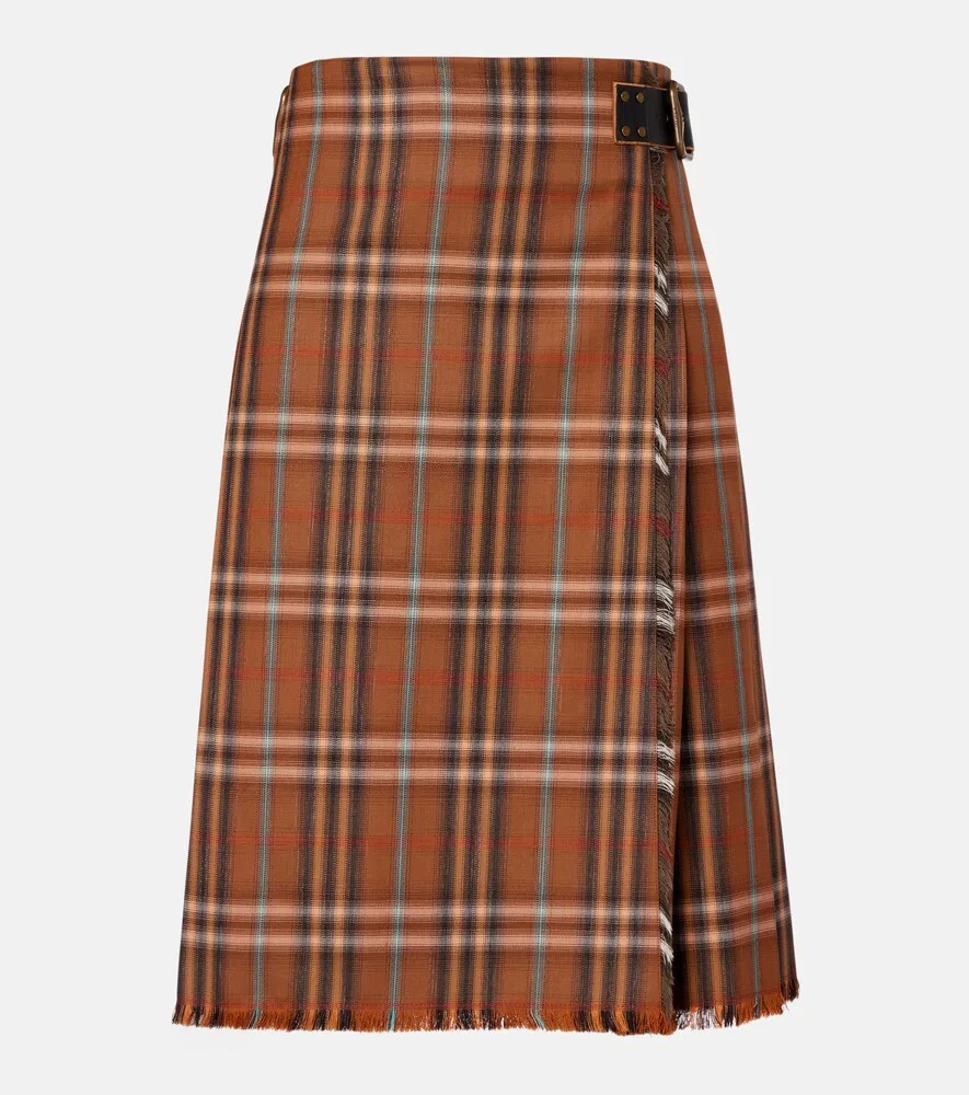 Юбка Burberry, женская, коричневый, шерстяная