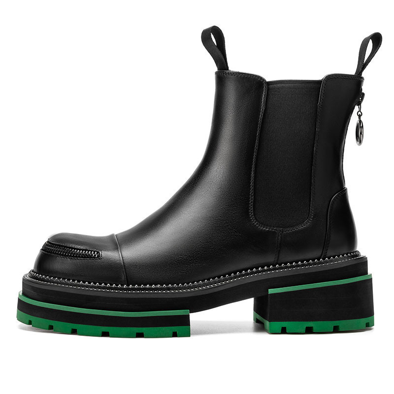 

TUATARA Челси ботинки мужские короткие черные с зеленой подошвой, цвет Black/Green Base