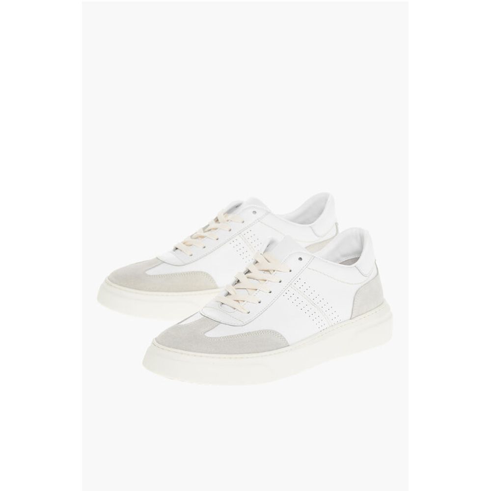 

CC COLLECTION Кожаные низкие кеды с замшевой отделкой Corneliani, White