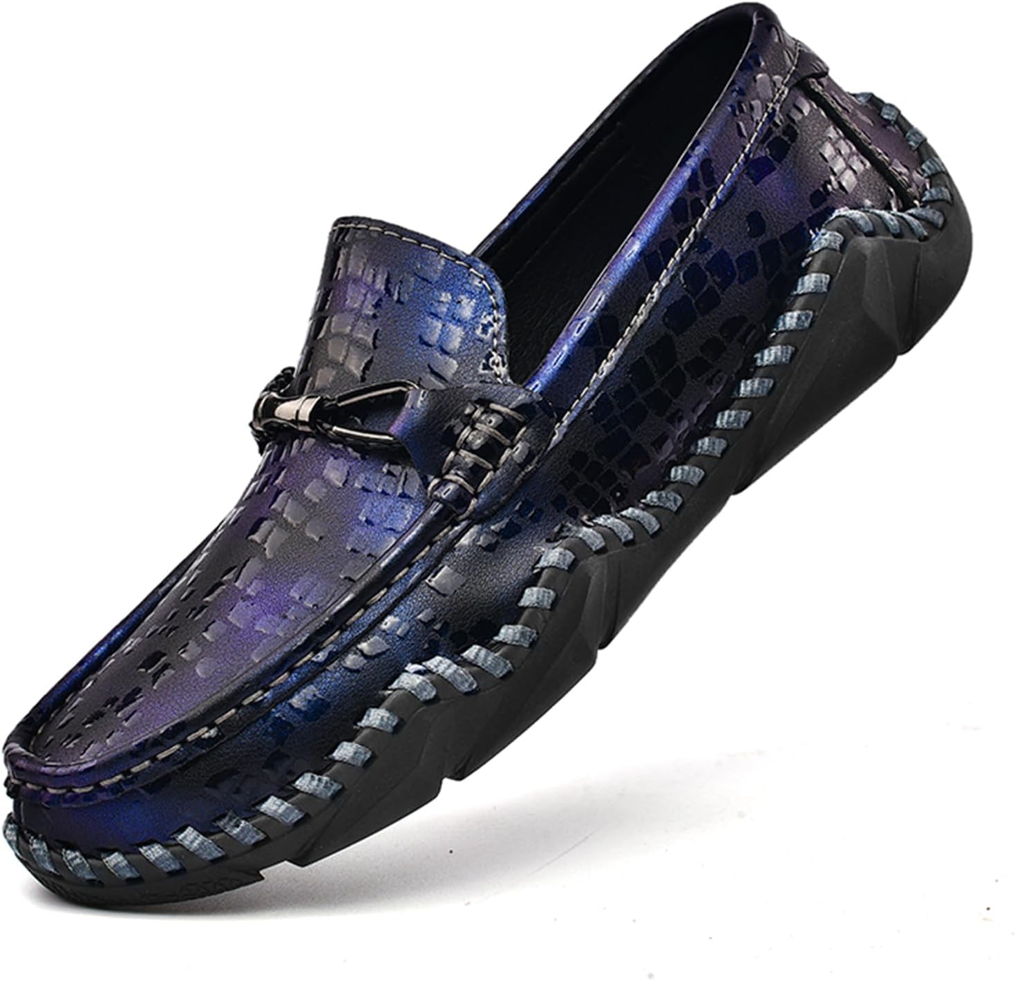 

Мужские ручной работы лоферы из натуральной замши, мокасины с пряжкой, повседневные тапочки, удобная обувь с нескользящей мягкой подошвой, для всех сезонов, повседневной носки, офиса и прогулок Netehadi, синий