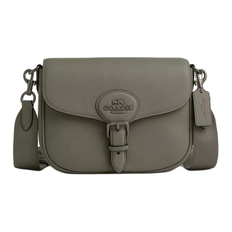 

Сумка через плечо Amelia из галечной кожи среднего размера COACH цвета металлик и хаки