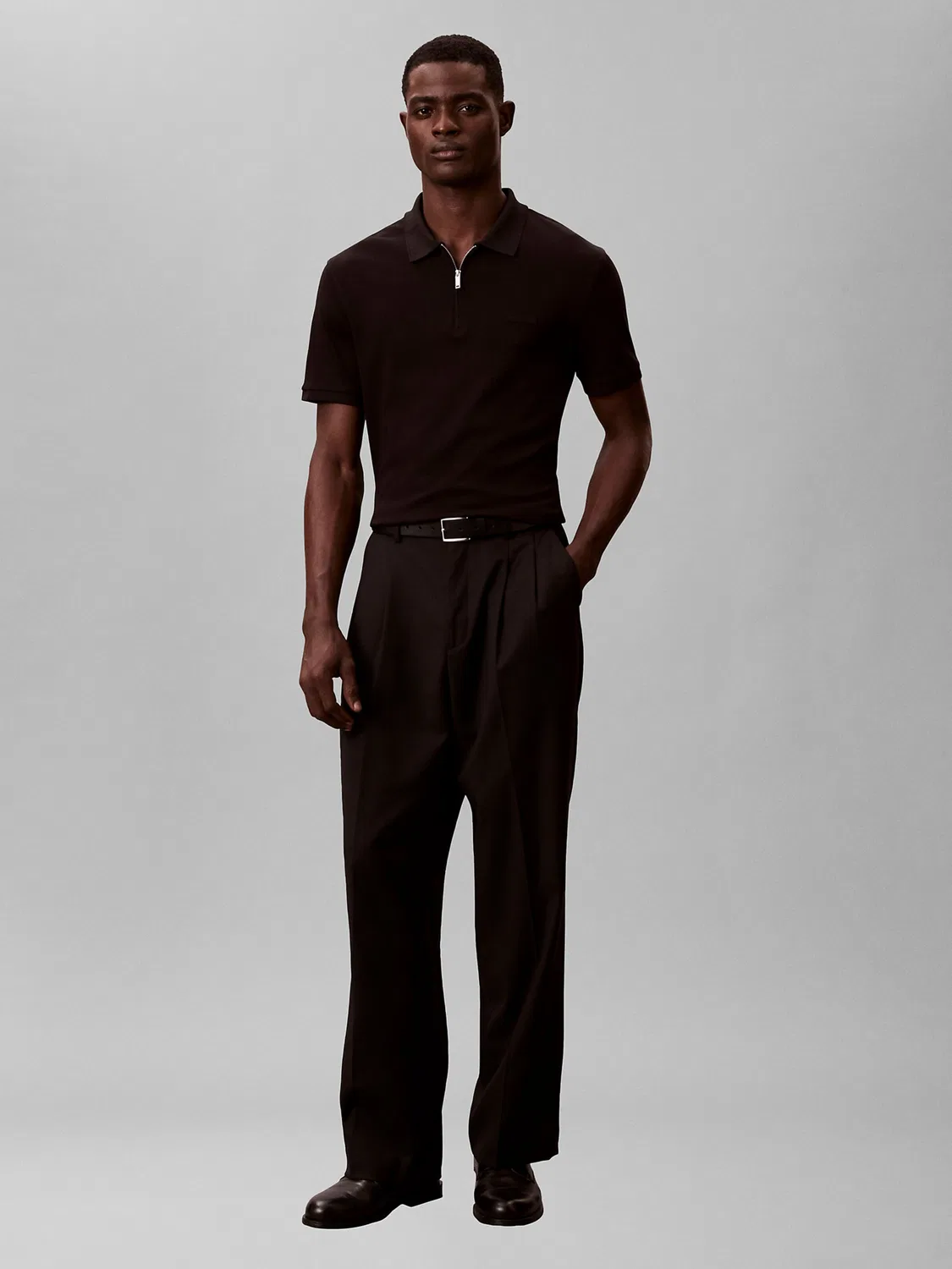 Рубашка Calvin Klein Slim Fit Quarter-zip черного цвета — фото 3