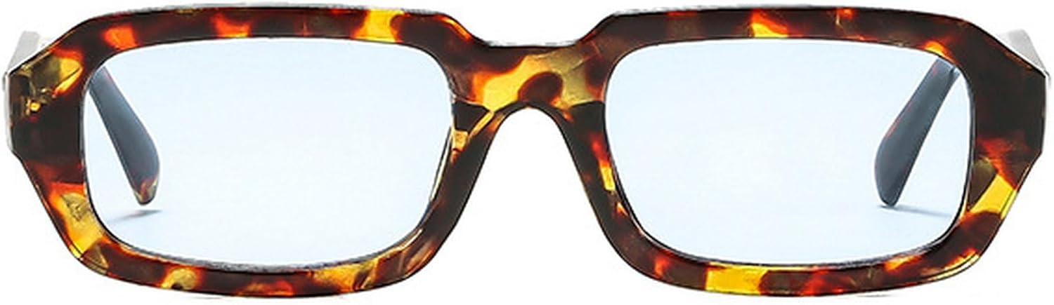 

Солнцезащитные очки в стиле ретро прямоугольной формы для женщин и мужчин. Модные солнцезащитные очки, классические, маленькие, узкие, в стиле 80-х и 90-х. Тонкие солнцезащитные очки mincl, Leopard Blue