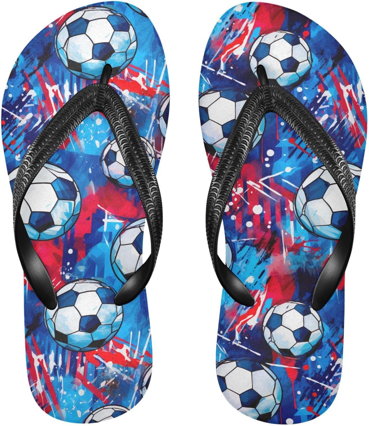 

SPRIPORT Мячи Футбол Спорт Футбольные Тонкие Вьетнамки для Женщин и Мужчин Комфортные Повседневные Сандалии с Подушечкой на Противоскользящей Резиновой Подошве Плоские Сандалии для Лета и Прогулок по Пляжу, Multicoloured