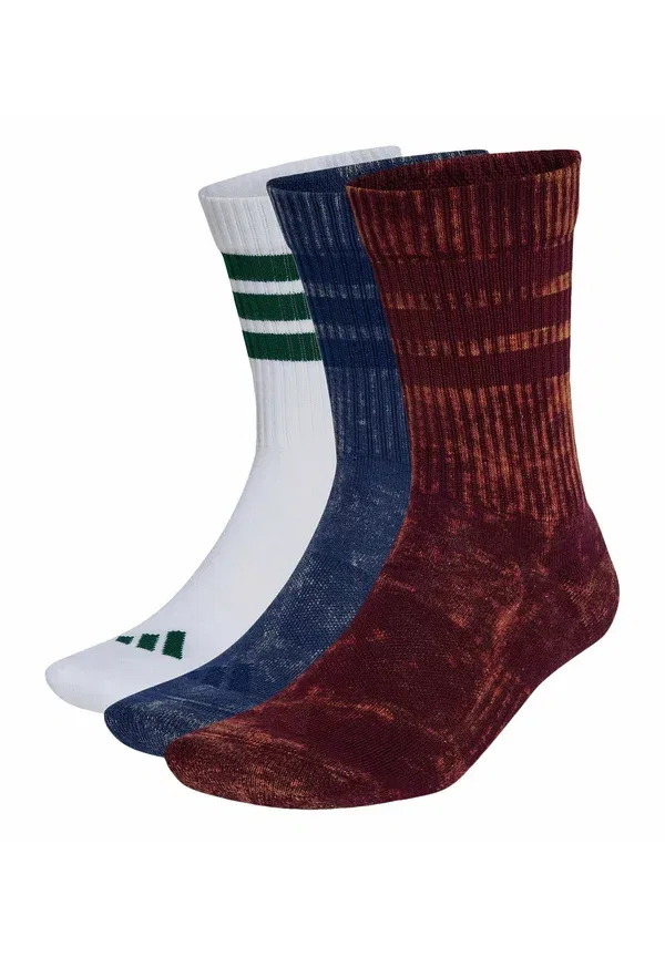 Носки спортивные Adidas Performance 3 stripes cushioned crew stone wash 3 pair pack, цвета бордовый, тёмно-синий, белый, колледж грин