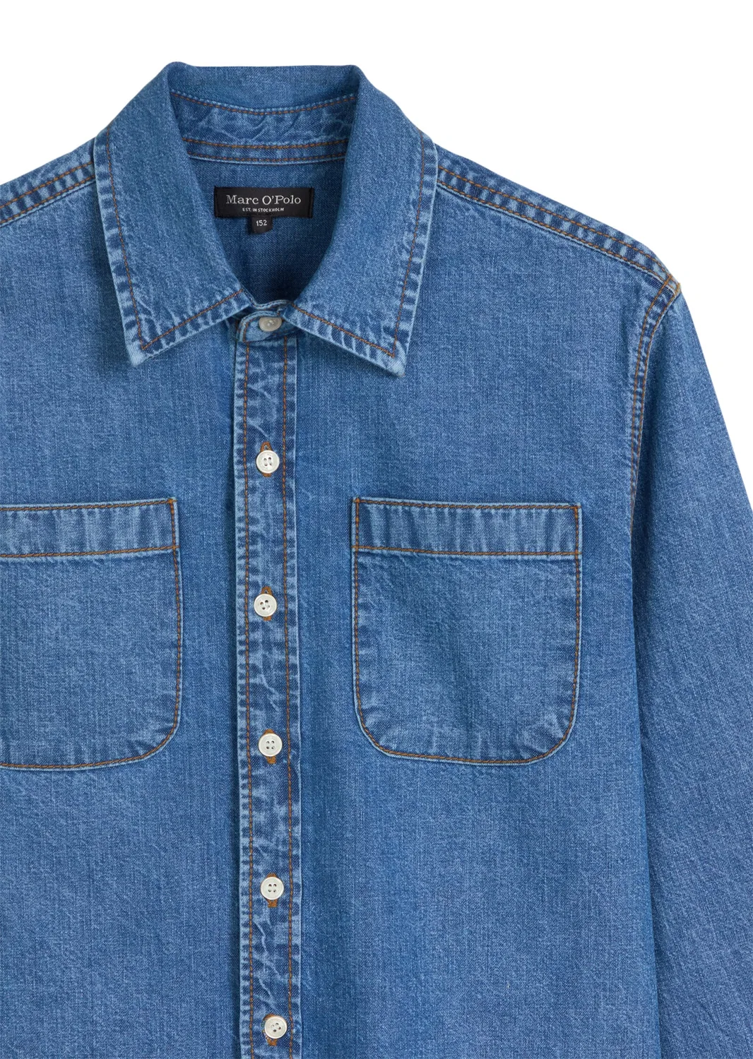 Джинсовая рубашка оверсайз из органического хлопка Marc O'Polo, light blue denim — фото 3