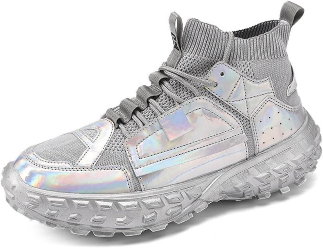 

Мужские модные кроссовки MACEFIL с глянцевой отделкой, массивной подошвой, дышащие, для бега, стильная платформа, повседневная обувь для мужчин, серый