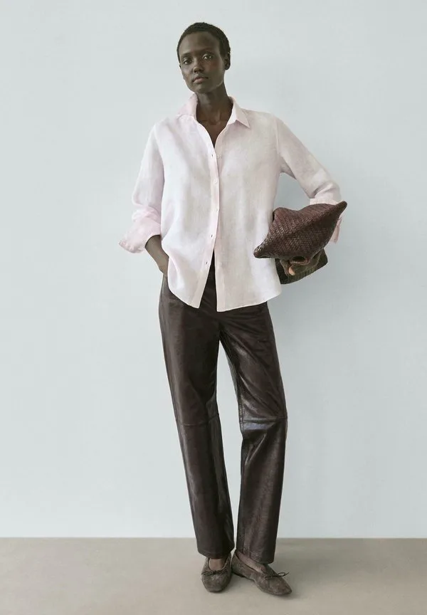 Струящаяся блузка на пуговицах Massimo Dutti, Pink — фото 2
