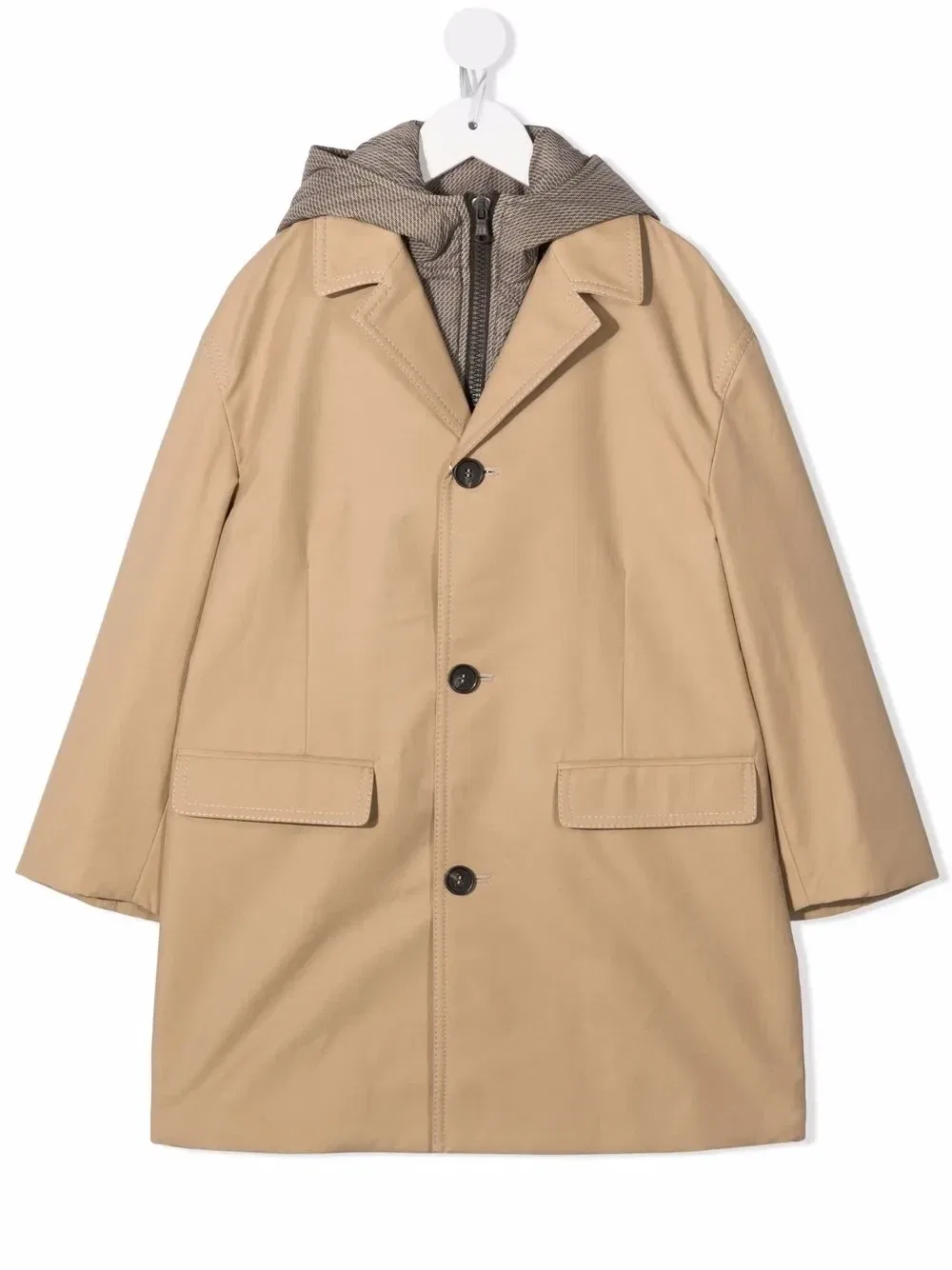 Однобортный тренч Fendi Kids, бежевый