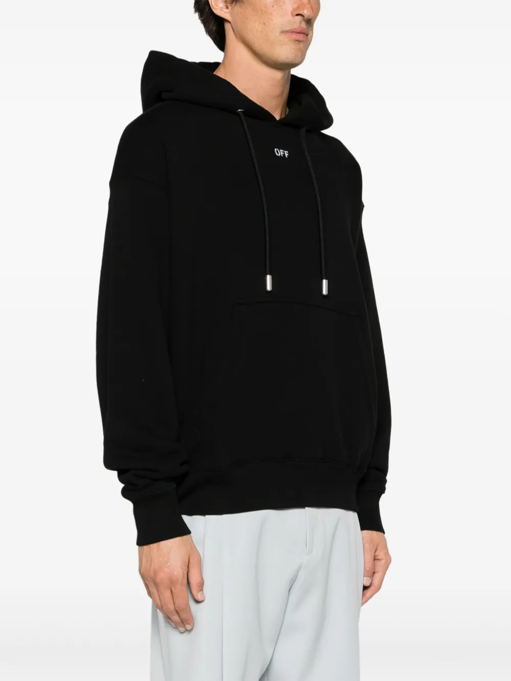 Худи из органического хлопка с кулиской OFF-WHITE, черный — фото 3