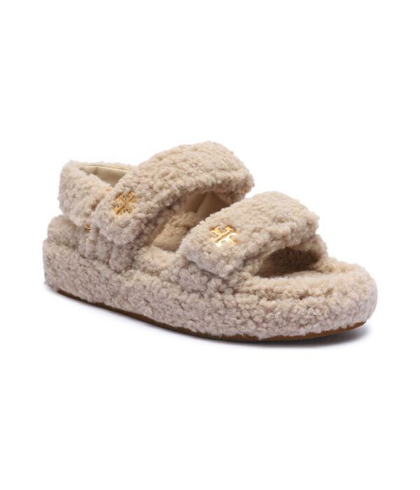 Сандалии из овчины Tory Burch Kira с элементами кожи, бежевый