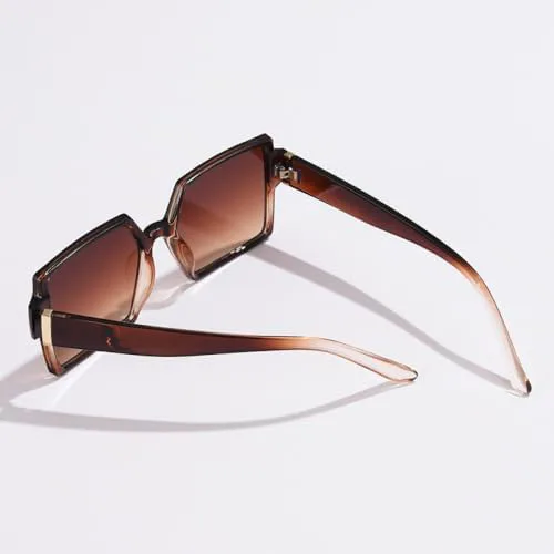 

Винтажные большие квадратные солнцезащитные очки для женщин в стиле ретро с крупной оправой, черные, модные очки с градиентным переходом цвета MTZJH, Black