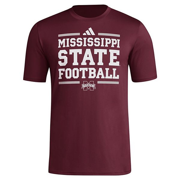 Мужская бордовая футболка Mississippi State Bulldogs Aeroready для предыгровой раздевалки Adidas — фото 3