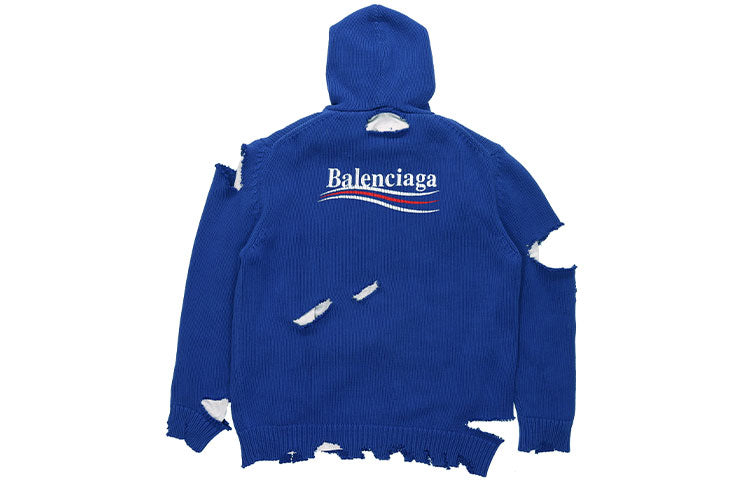 Худи Balenciaga Political Campaign Destroyed Hoodie 'Blue', синий — фото 2