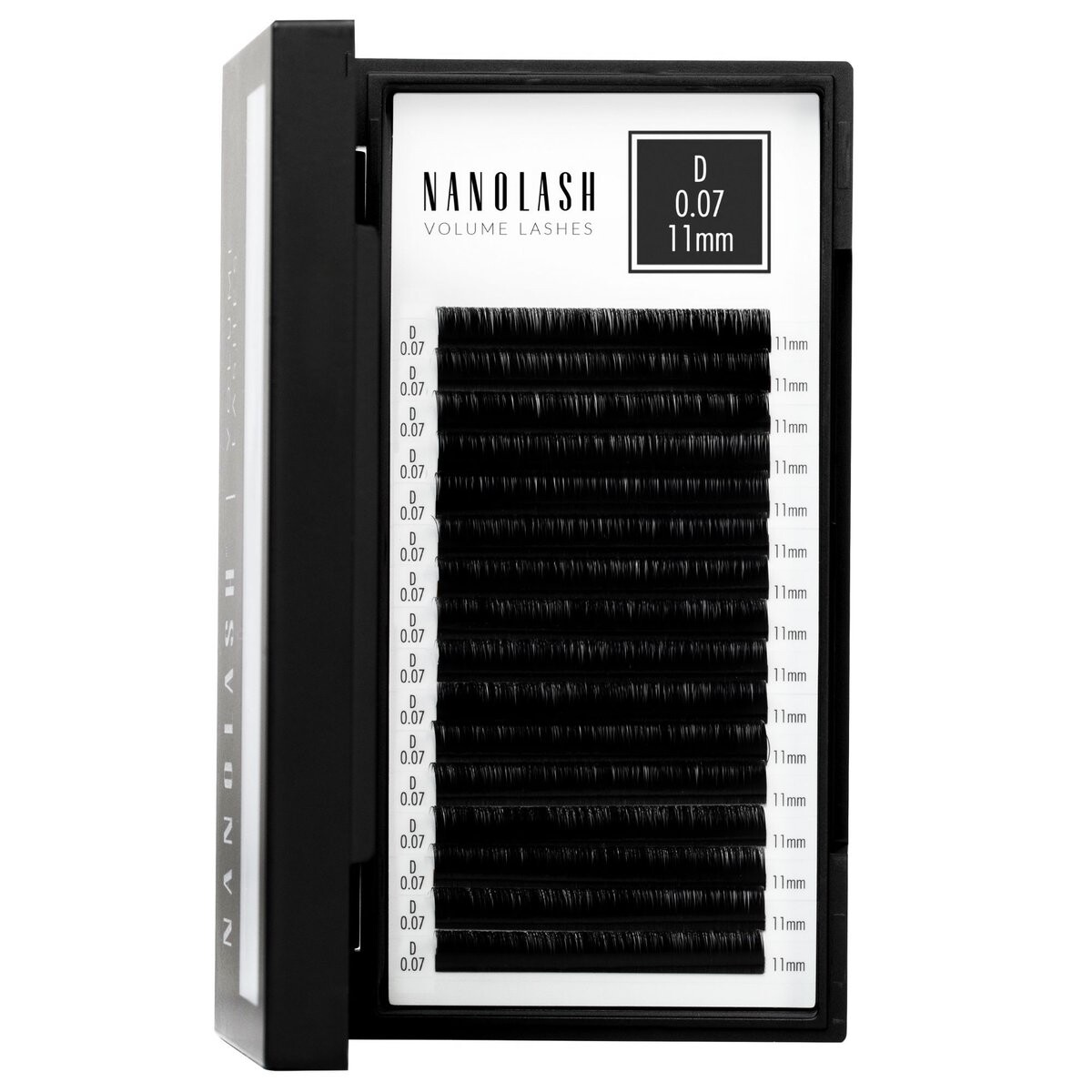 

Nanolash Накладные ресницы для наращивания - 0,07 завитка D 11мм 16 полосок