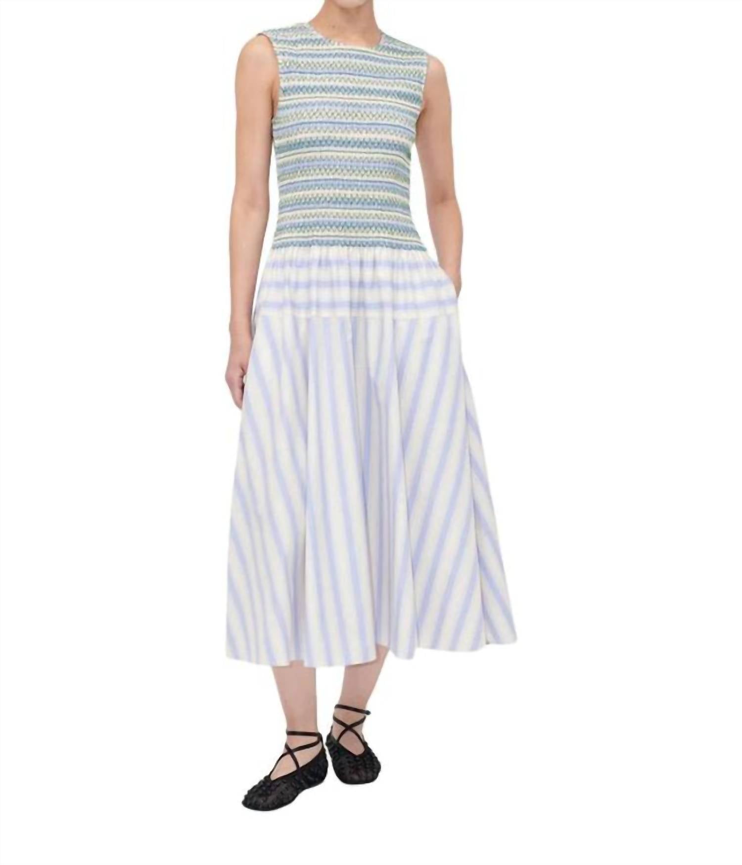 

Платье в полоску с присборенной юбкой пастельных тонов STINE GOYA, pastel