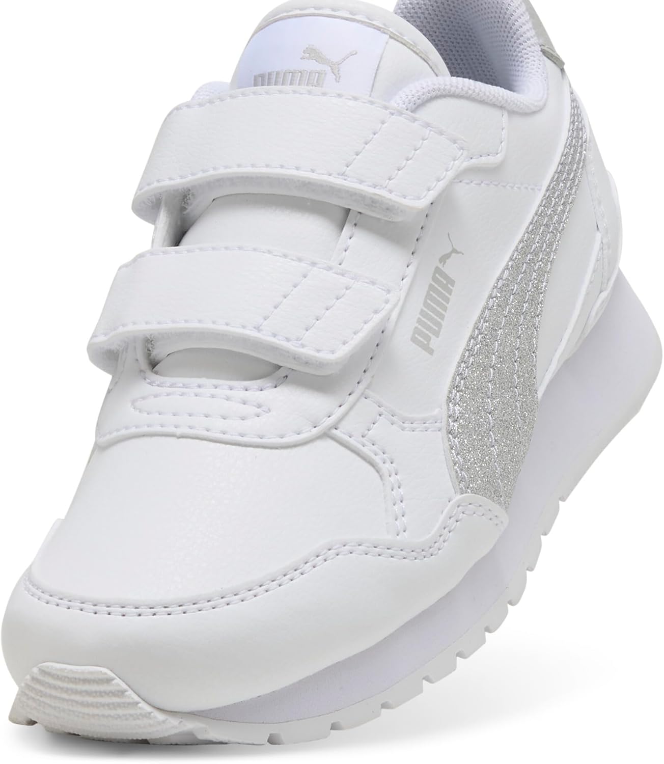 Кроссовки Puma St Runner унисекс-детские на липучке, белый/серый/светло-серый — фото 4