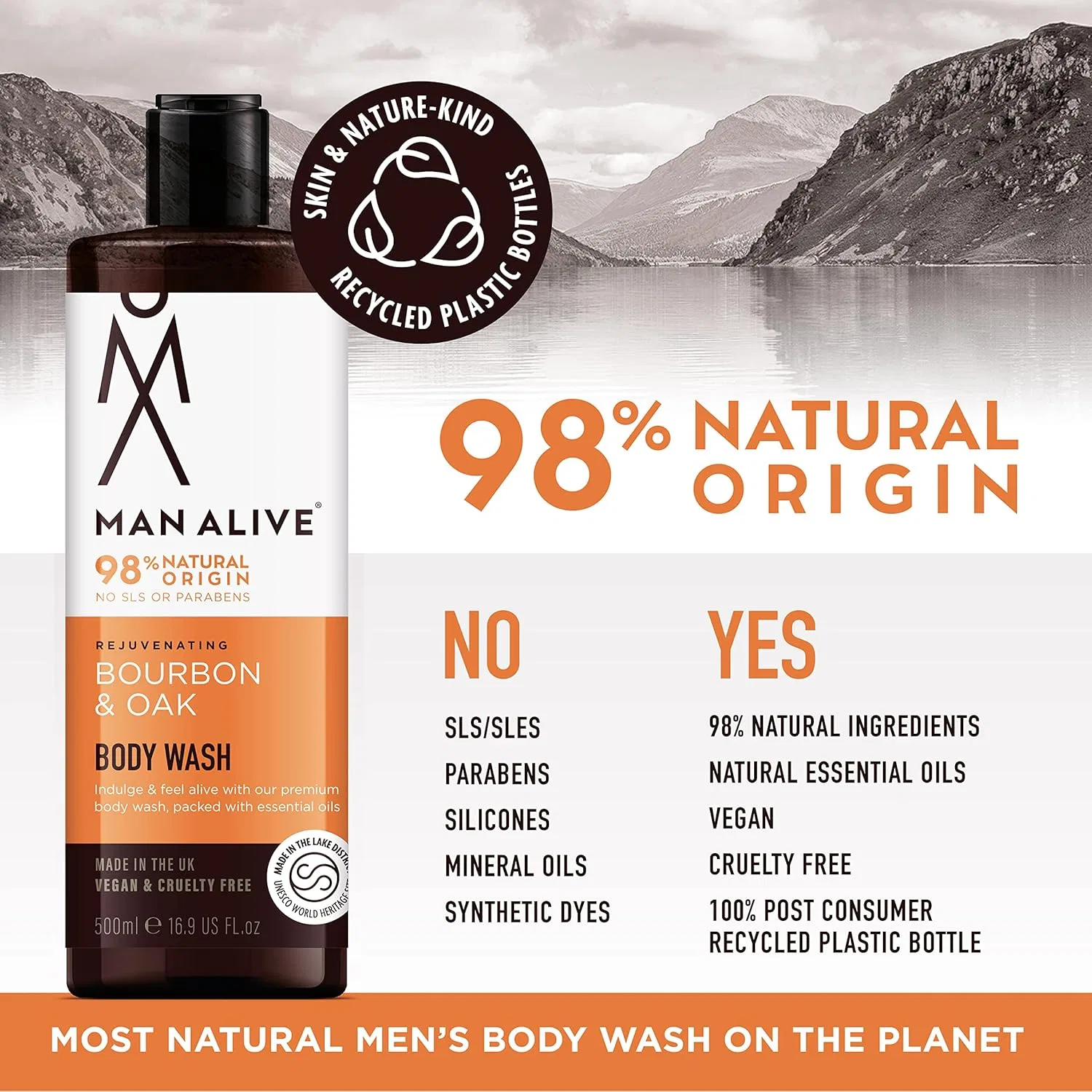 Мужской гель для душа и умывания MAN ALIVE «Bourbon & Oak» Man Alive — фото 3