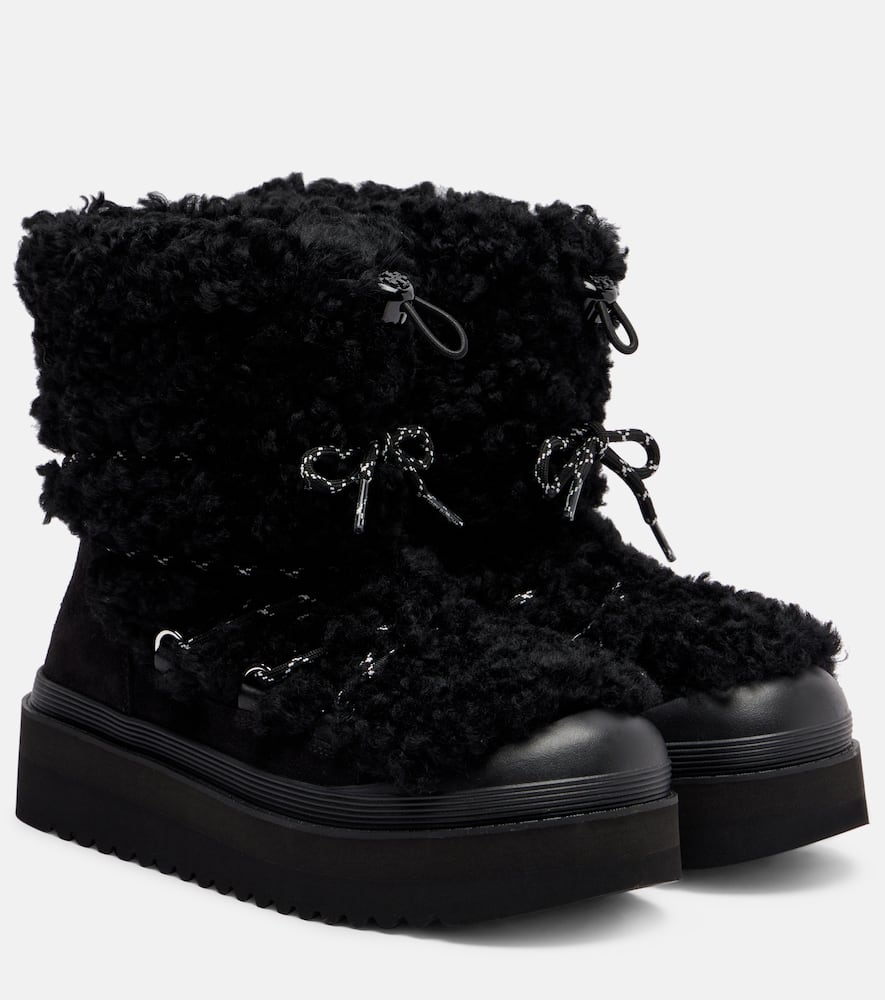 Мягкие замшевые ботинки на шнуровке из овчины Tory Burch, Perfect Black/Perfect Black