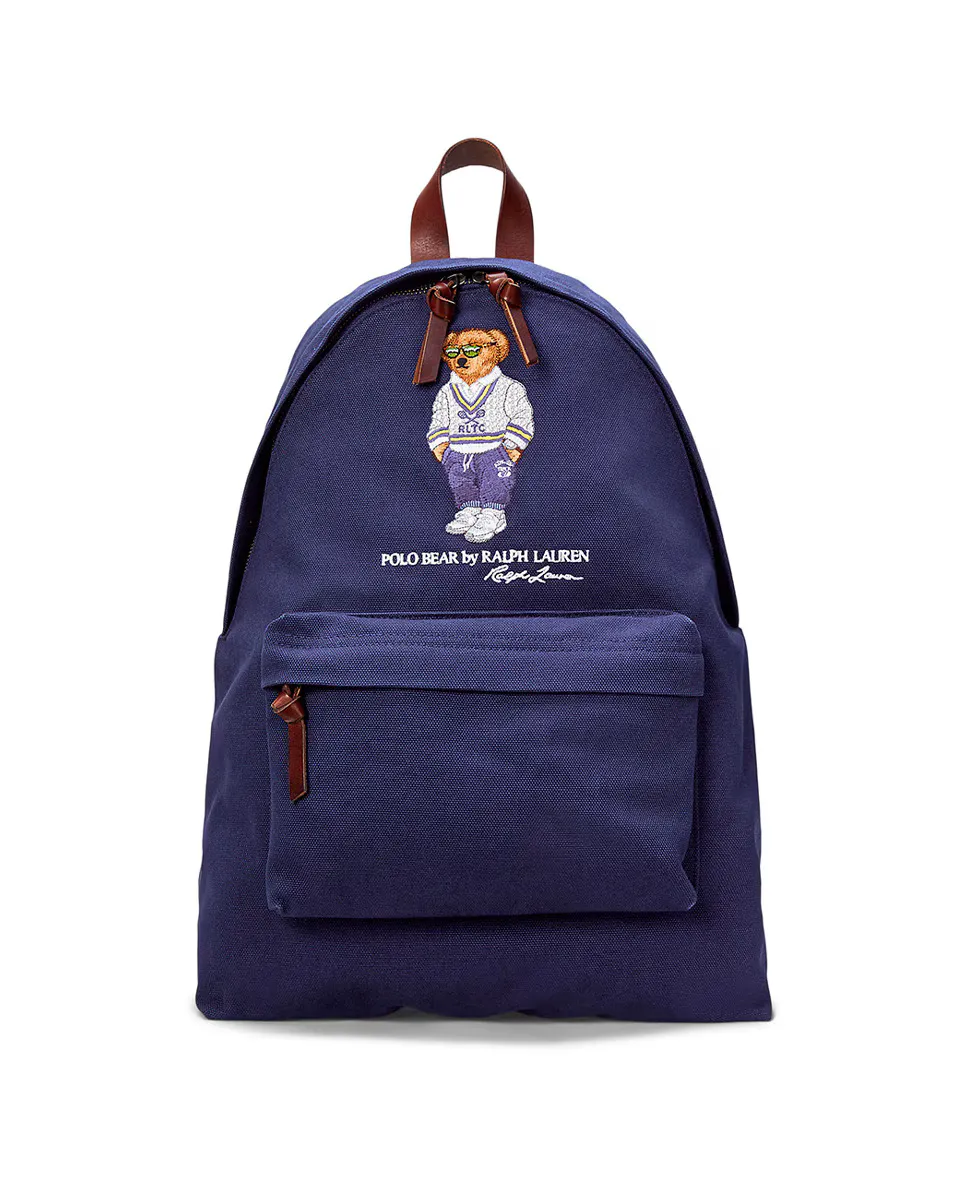 

Мужской хлопковый рюкзак с вышитым Polo Bear Polo Ralph Lauren, голубой