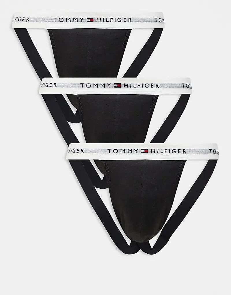 

Фирменные хлопковые спортивные штаны Tommy Hilfiger, комплект из 3 пар, черного цвета