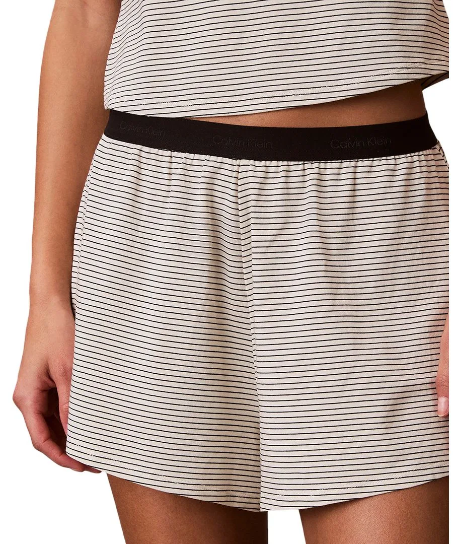 Женские полосатые шорты для сна Calvin Klein, айвори stripe — фото 3