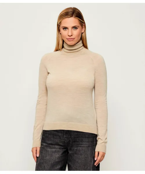 

Водолазка из шерсти фризани Slim fit Boss, бежевый