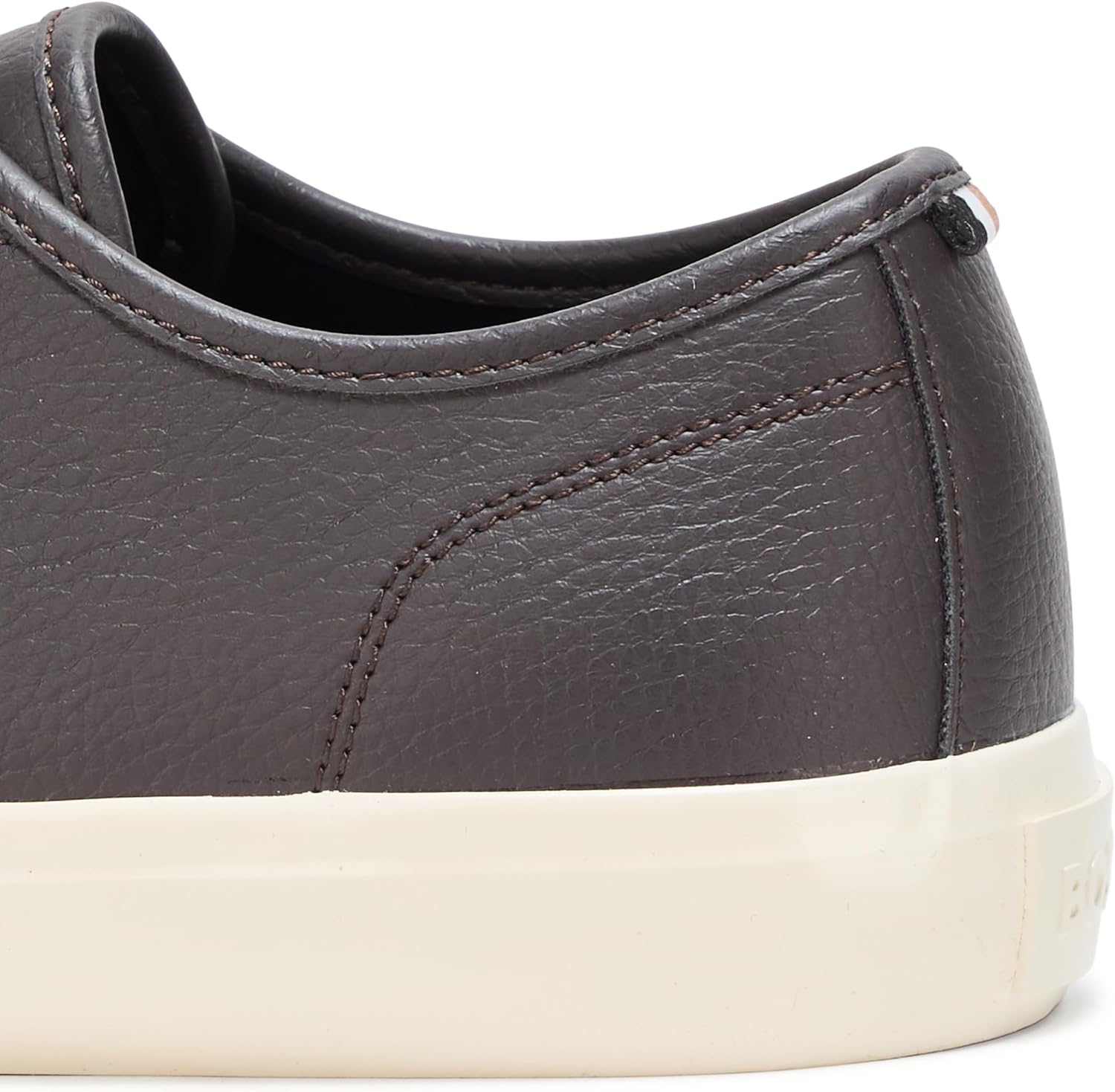BOSS мужские кожаные кроссовки Aiden Logo Block низкие, Cappuccino Brown — фото 4