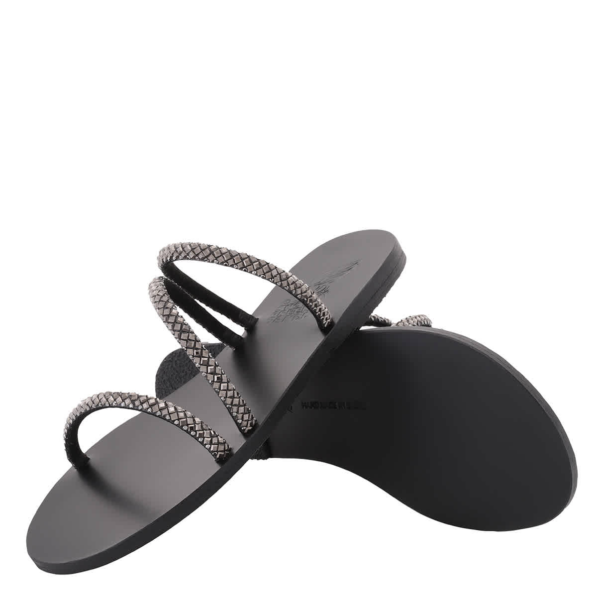 Женские черные сандалии Polytimi с кристаллами Ancient Greek Sandals — фото 2