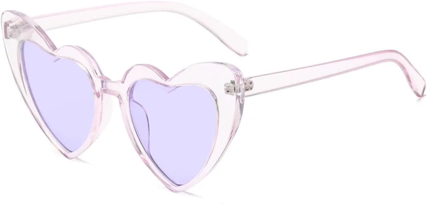 

Модные солнцезащитные очки «кошачий глаз» в форме сердца, стильные, для большого лица, визуально стройнят, конфетного цвета, женские TVTBBVV, Transparent Purple
