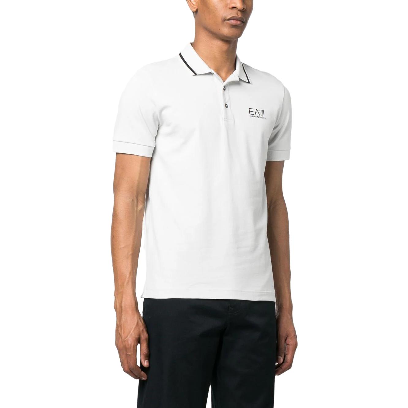Футболка поло с принтом логотипа Ea7 EMPORIO ARMANI, светло-серая — фото 4