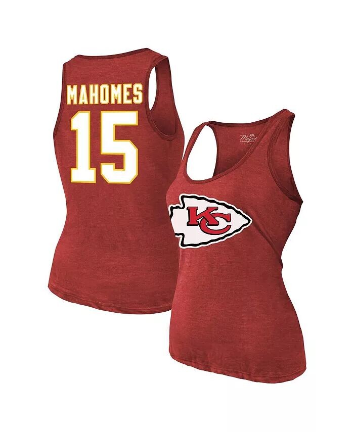 

Женская майка-топ Patrick Mahomes Red Kansas City Chiefs с именем и номером Tri-Blend Majestic