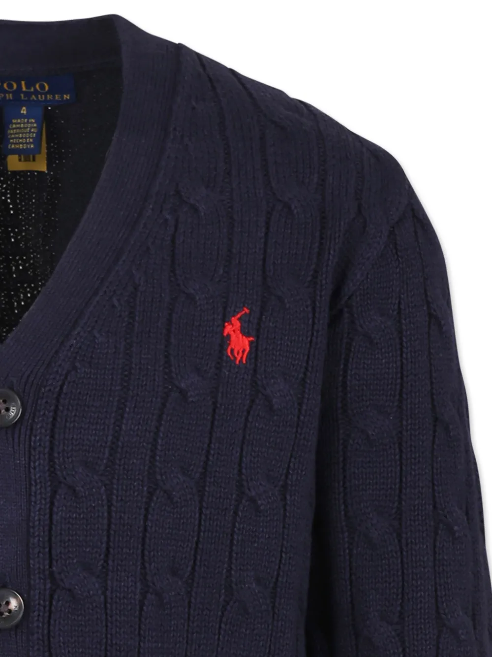 Кардиган фактурной вязки POLO RALPH LAUREN KIDS, синий — фото 3